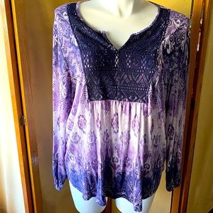 VGC, purple/navy boho top, Dressbarn, 2X